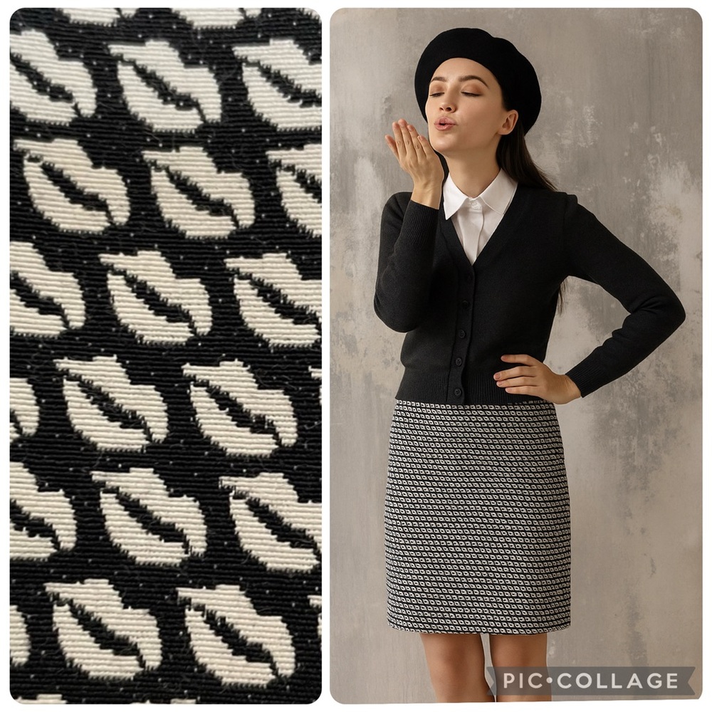 Tristan Pencil Skirt Lips Houndstooth Vibes Classic Midi Office 8 Kiss Business